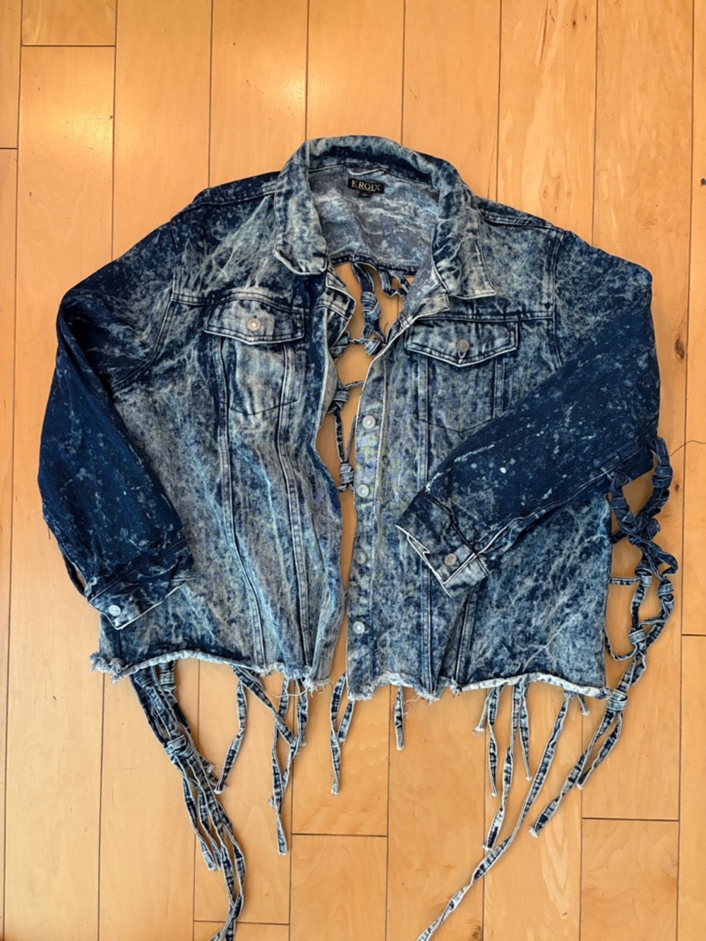 Western Fringe Denim 90’s Thrashed Jacket 3x Punk - Picture 2 of 2